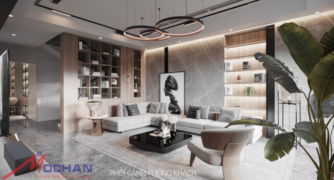 Nội thất phòng khách biệt thự hướng nhìn 3